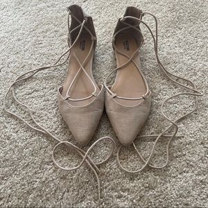Mossimo Faux Suede Pointed Toe Lace Up Flats